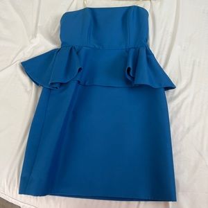 Halston Heritage Blue Peplum Mini Dress